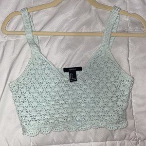 Mint Knitted Crop Tank